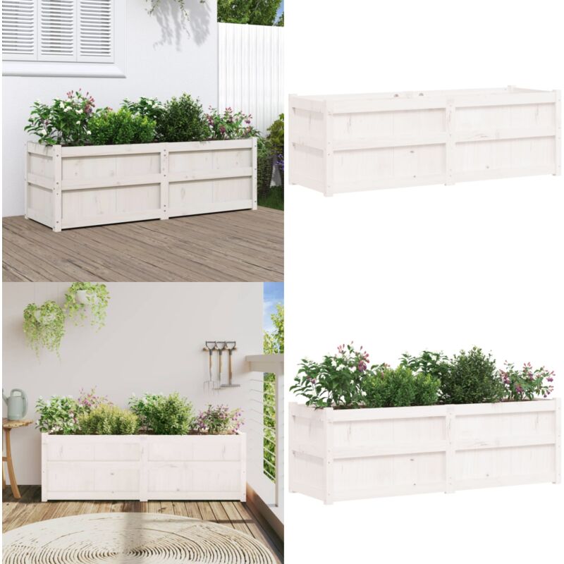 Vidaxl - Jardinière blanc 150x50x50 cm bois massif de pin - Jardinier - Pot De Fleurs - Plante - Extérieur - Balcon - Home & Living
