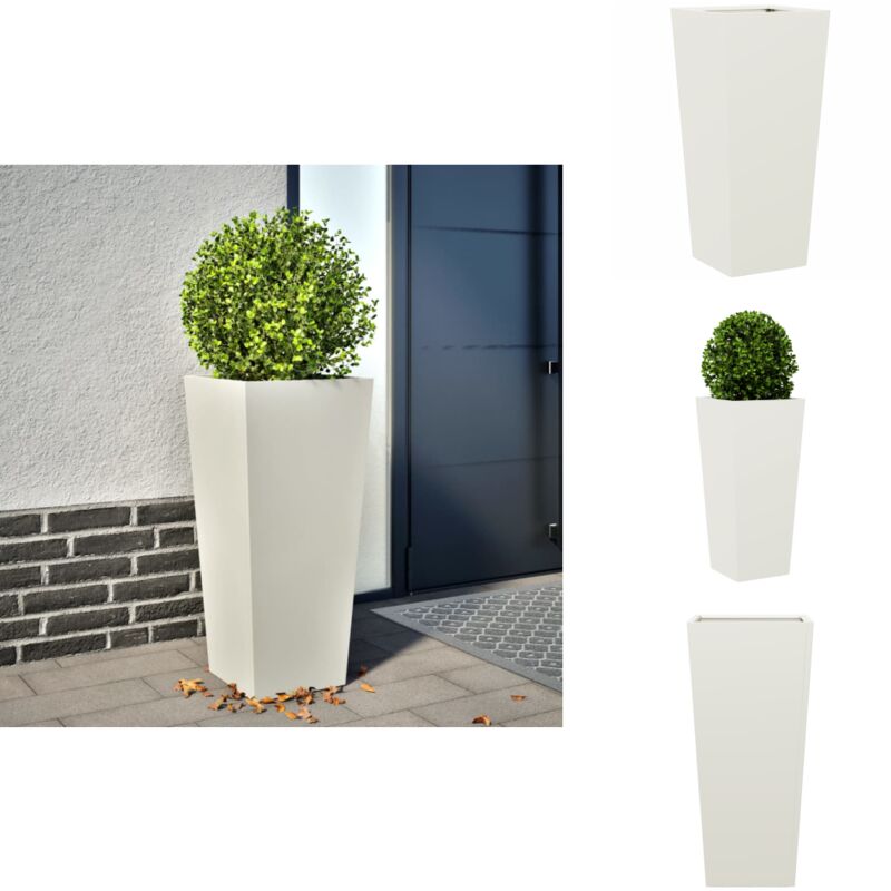 Vidaxl - Jardinière blanc 35x35x75 cm acier - Jardinière - Jardinières - Jardinière D'extérieur - Jardinière De Patio
