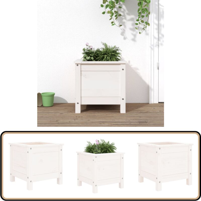Vidaxl - Jardinière blanc 40x40x39 cm bois massif de pin - Jardinier - Pot De Fleurs - Bac à Plantation - Extérieur - Terrasse