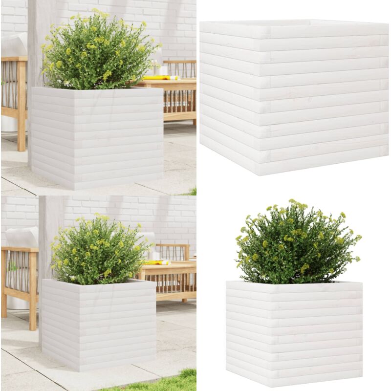 Vidaxl - Jardinière blanc 50x50x45,5 cm bois de pin massif - Jardinier - Pot De Fleurs - Bac à Fleurs - Plante - Fleur - Home & Living