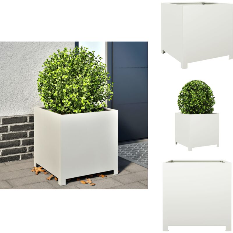 Vidaxl - Jardinière blanc 50x50x50 cm acier - Jardinière - Jardinières - Planteur - Jardinière D'extérieur