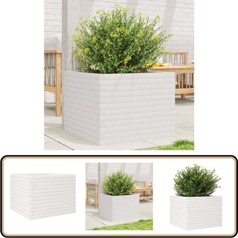 Vidaxl - Jardinière blanc 60x60x45,5 cm bois de pin massif - Jardinier - Pot De Fleurs - Plante - Extérieur - Bois