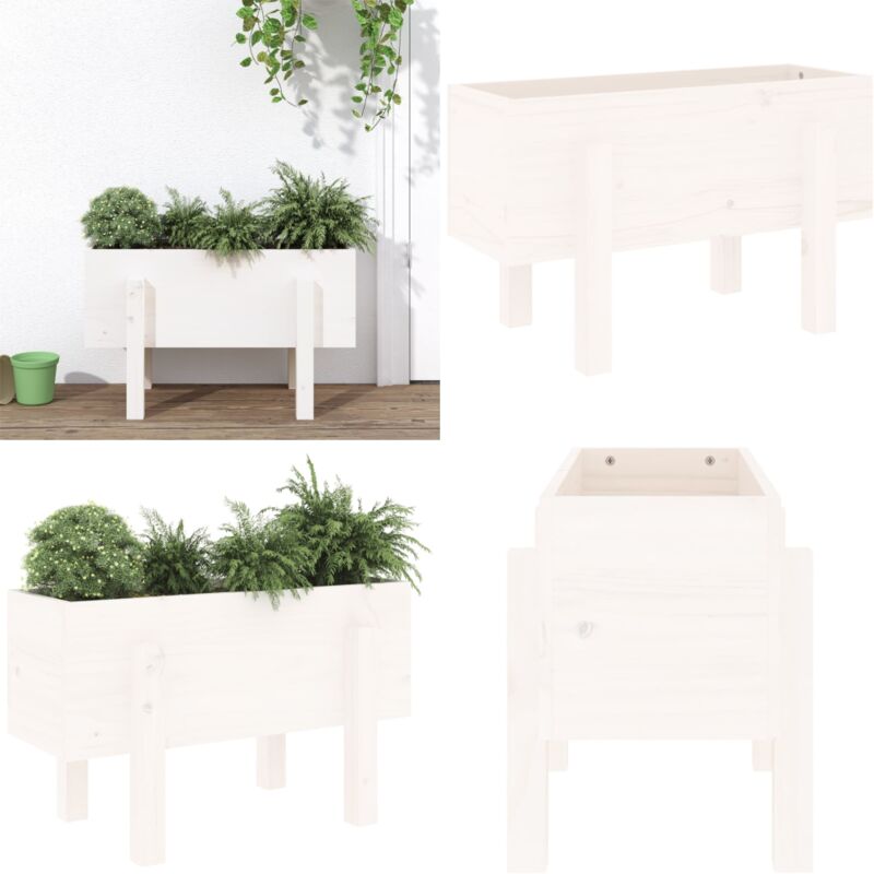 Vidaxl - Jardinière blanc 62x30x38 cm bois massif de pin - Jardinier - Pot De Fleurs - Plante - Extérieur - Terrasse - Home & Living