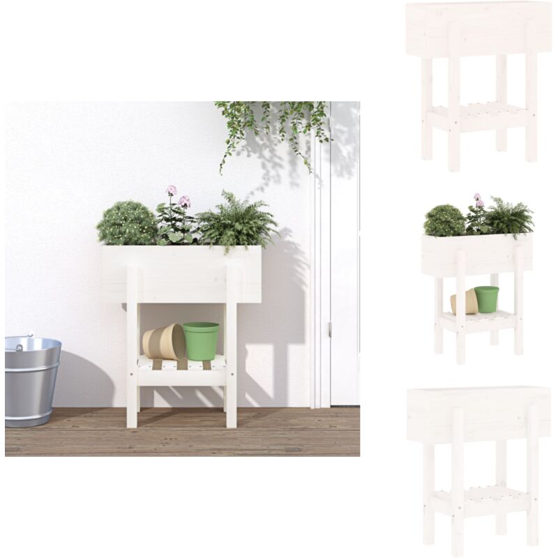 Vidaxl - Jardinière blanc 62x30x69 cm bois massif de pin - Jardinier - Pot De Fleurs - Bac à Plantation - Extérieur - Terrasse
