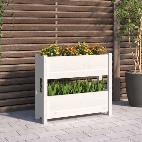 Jardinière Blanc 77x25x66 cm Bois massif de pin vidaXL