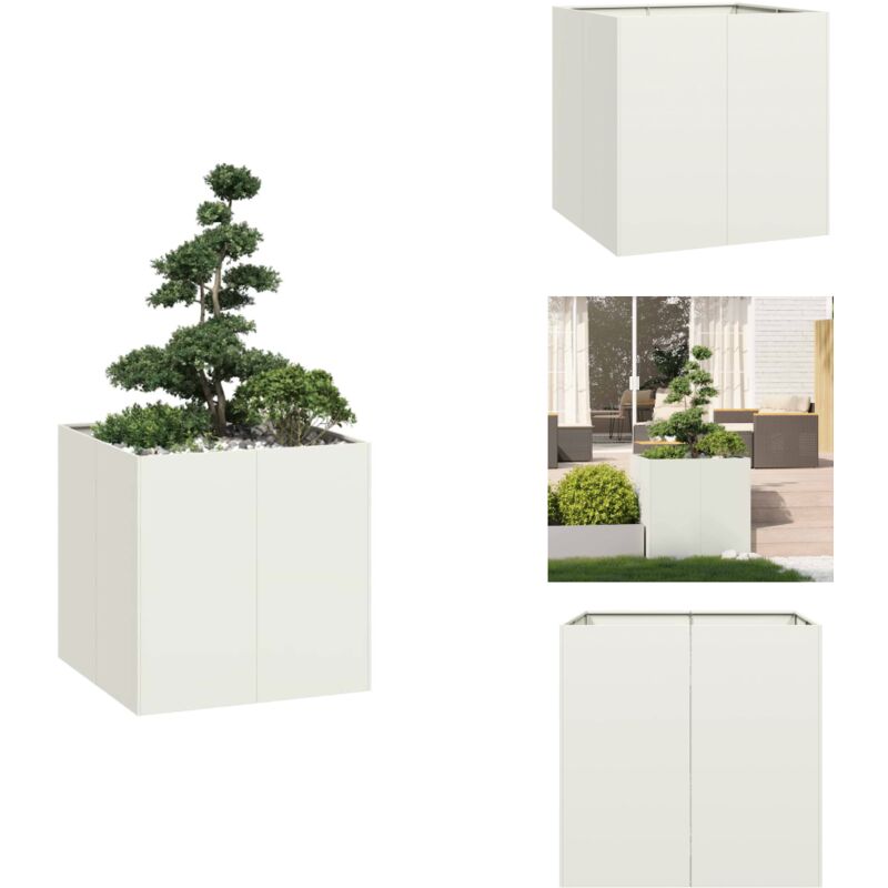 Vidaxl - Jardinière blanc 80x80x80 cm acier - Jardinière - Jardinières - Pot De Fleurs - Support De Jardinière