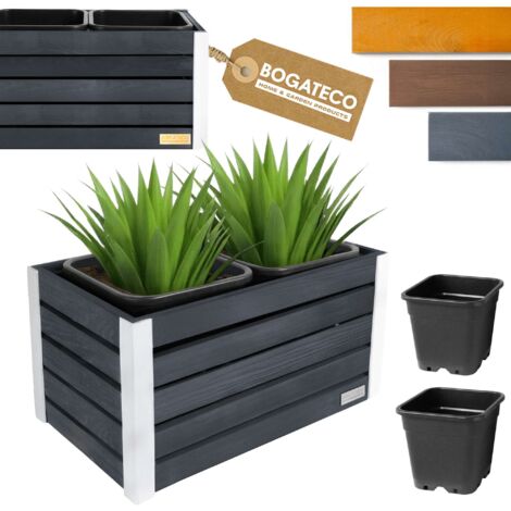 Jardinière Bois Bogateco 37x68x36 cm avec Bac Anthracite