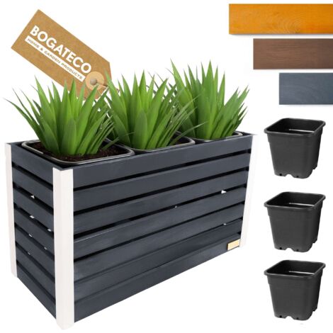 Jardinière Bois Bogateco 57x100x36 cm avec Bac Anthracite