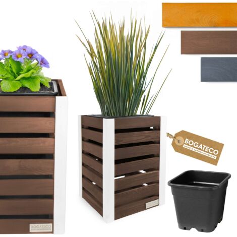 Jardinière Bois Bogateco 59x36x36 cm avec Bac Brun Foncé
