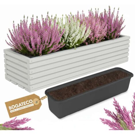 Jardinière Bois Bogateco 64x20x14 cm avec Bac Beige Clair