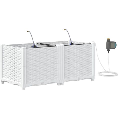 Jardinière  Cache-pot de jardin 2 pcs Blanc Plastique