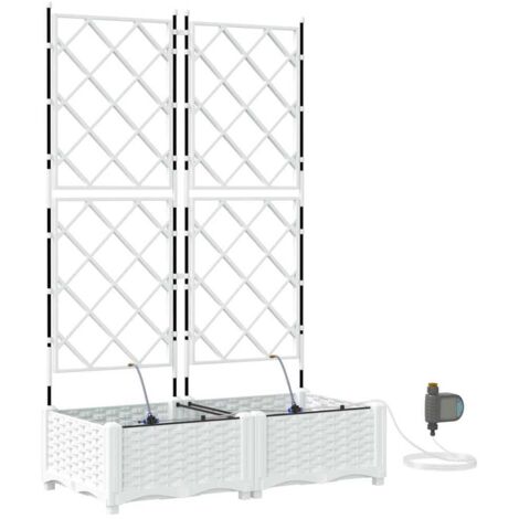 Jardinière  Cache-pot de jardin 2 pcs Blanc Plastique