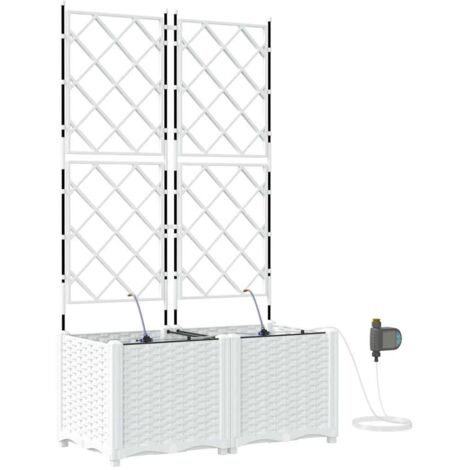 Jardinière  Cache-pot de jardin 2 pcs Blanc Plastique