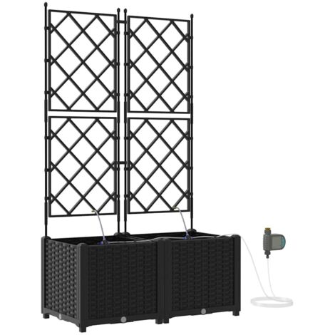 Jardinière  Cache-pot de jardin 2 pcs Noir Plastique