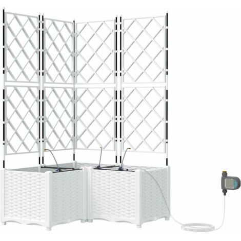 Jardinière  Cache-pot de jardin 3 pcs Blanc Plastique