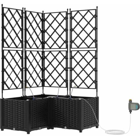 Jardinière  Cache-pot de jardin 3 pcs Noir Plastique