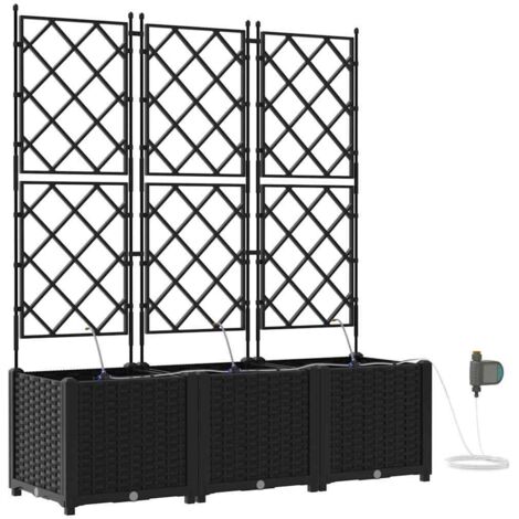 Jardinière  Cache-pot de jardin 3 pcs Noir Plastique