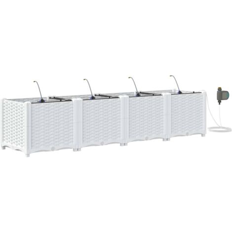Jardinière  Cache-pot de jardin 4 pcs Blanc Plastique