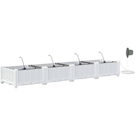 Jardinière  Cache-pot de jardin 4 pcs Blanc Plastique