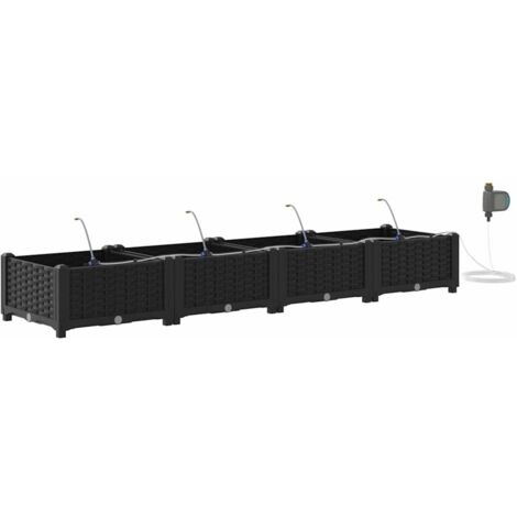 Jardinière  Cache-pot de jardin 4 pcs Noir Plastique