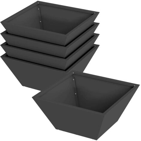 Jardinière  Cache-pot de jardin 5 pcs Noir 35 x 35 x 15 cm