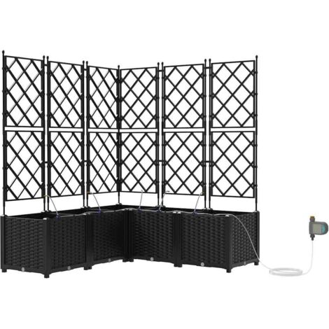 Jardinière  Cache-pot de jardin 5 pcs Noir Plastique
