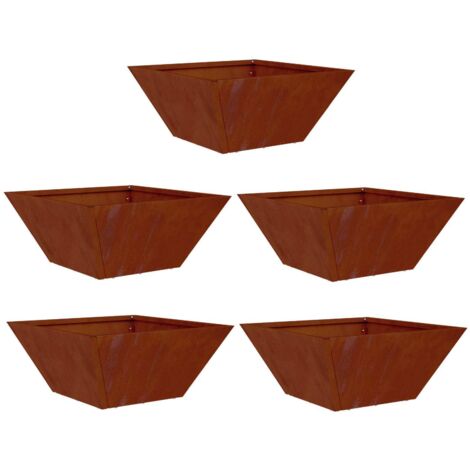 Jardinière  Cache-pot de jardin 5 pcs Rouillé 35 x 35 x 15 cm