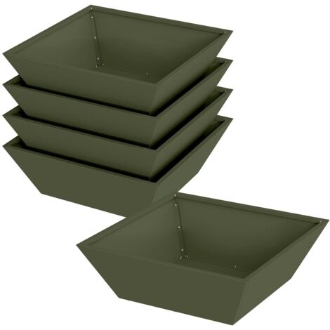 Jardinière  Cache-pot de jardin 5 pcs Vert olive 50 x 50 x 15 cm