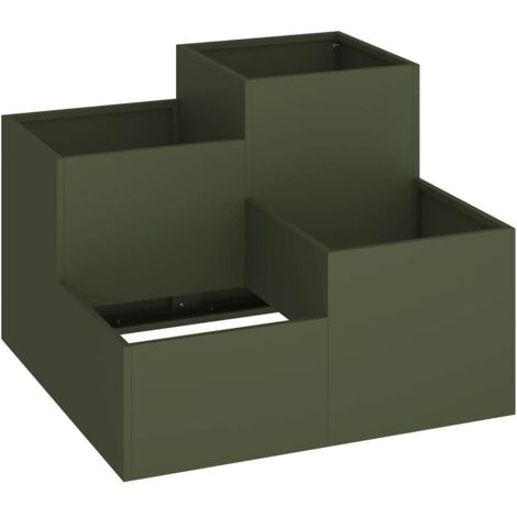 Jardinière  Cache-pot de jardin Vert olive 80 x 80 x 60 cm Acier