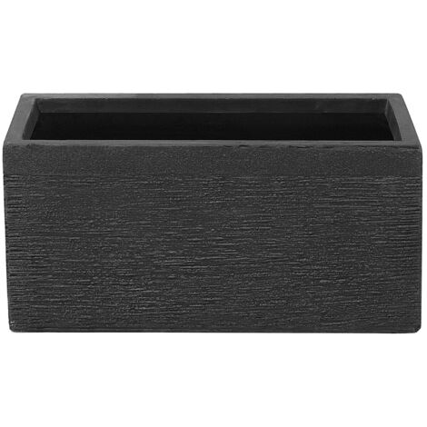 Jardinière Cache-Pot Noir Effet Pierre en Mélange de Fibres 23 x 50 x 24 cm Bac à Fleurs au Design Moderne Idéal pour Extérieur et Intérieur Beliani - Noir