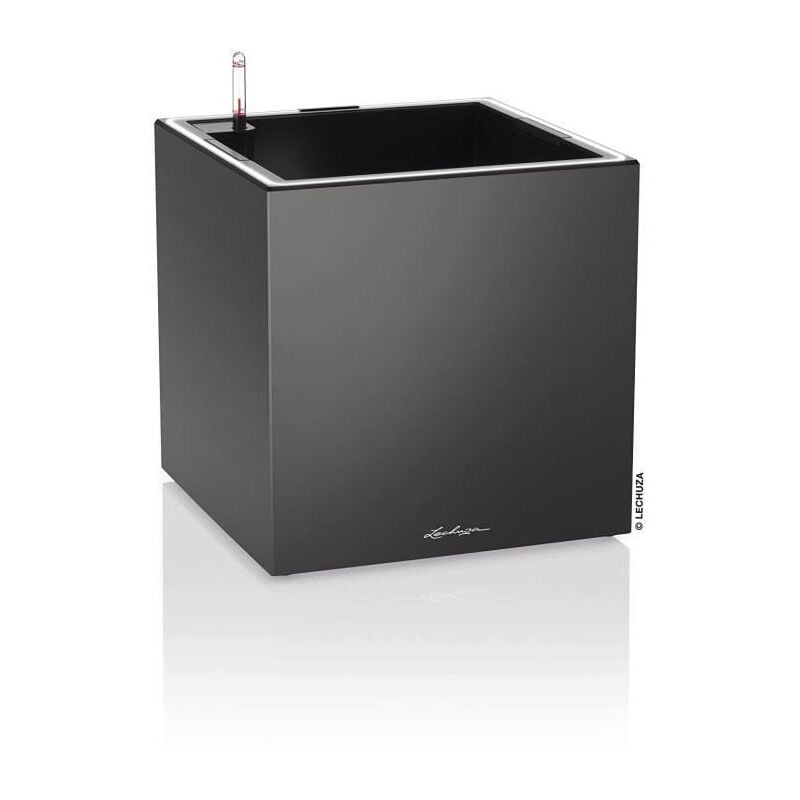 Pot de fleur Lechuza Canto Premium Cube 40 - kit complet led, anthracite métallisé