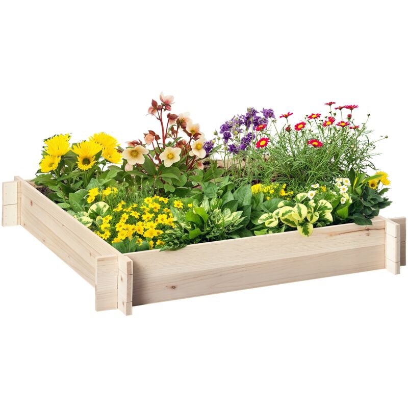 Jardinière carré potager bois dim. 100 x 100 x 16 cm sapin pré-huilé