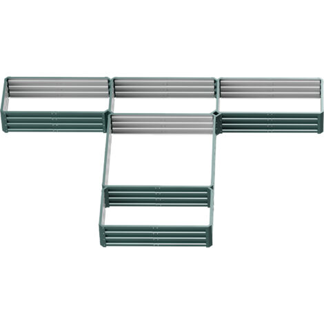 Jardinière carré potager de jardin en acier modulable ensemble de 5 jardinières pour légumes, plantes, fleurs, vert