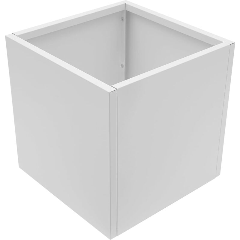 Jardinière carrée en acier avec gants, Pots de fleurs de Patio de Jardin Extérieur pour jardin, entrée, terrasse, 50 x 50 x 50 cm, blanc