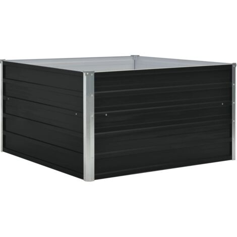 Jardinière carrée potager 100 x 100 x 45 cm – Acier galvanisé anthracite – Bords repliés pour sécurité – Design modulable pour extérieur et intérieur – Inlife