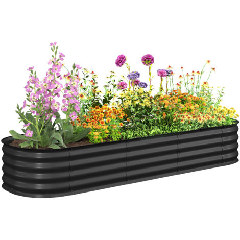 Jardinière carrée surélevée en acier pour potager, modulable et durable - idéale pour légumes, plantes aromatiques et fleurs. Dimensions : 195 x 62 x 30 cm.