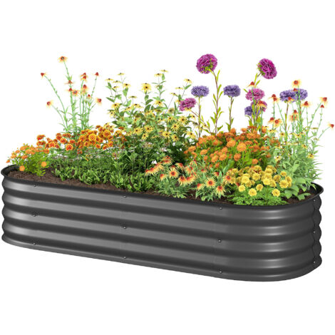 Jardinière carrée surélevée en acier pour potager, modulable, légumes plantes fleurs, 150x62x30 cm gris