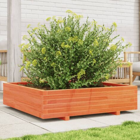 Jardinière cire marron 100x100x26,5 cm bois de pin massif vidaXL