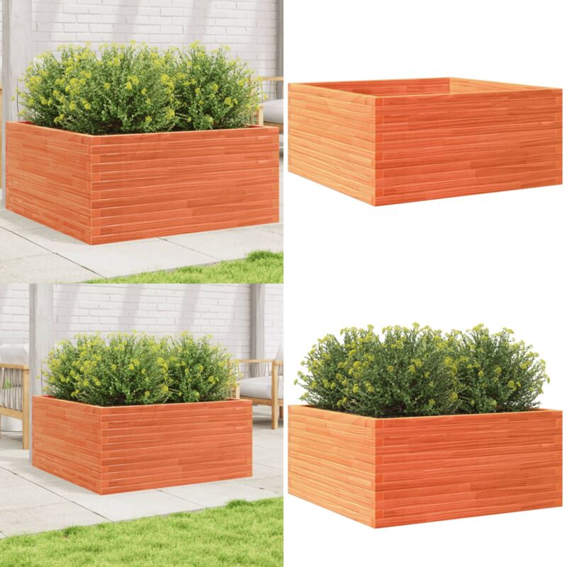 Vidaxl - Jardinière cire marron 100x100x46 cm bois de pin massif - Jardinier - Pot De Fleurs - Bac à Fleurs - Extérieur - Terrasse - Home & Living