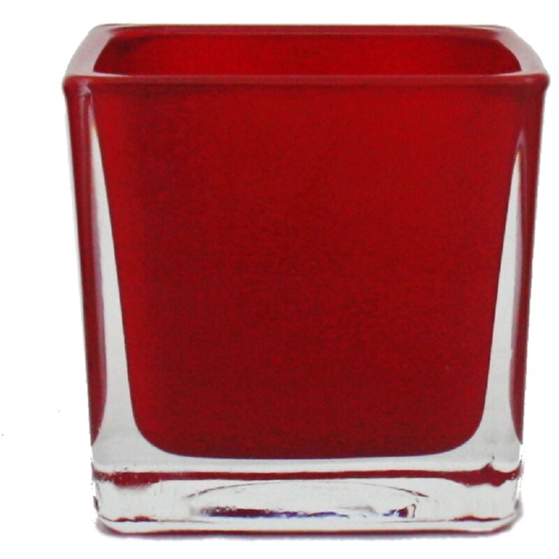 Jardinière cube en verre - 6x6x6cm rouge