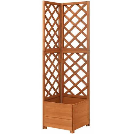 vidaXL Bois de Sapin Jardinière d'Angle en Treillis Boîte à Fleurs Gris/Marron