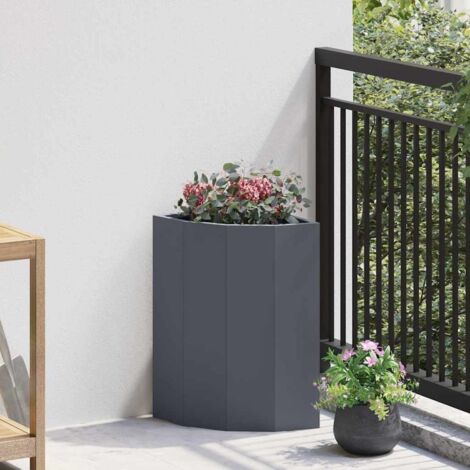 Jardinière d'Angle-Pot de fleur-Bac à fleurs Anthracite 30 x 30 x 50 cm Acier