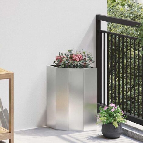 Jardinière d'Angle-Pot de fleur-Bac à fleurs Argent 30 x 30 x 50 cm Acier inoxydable