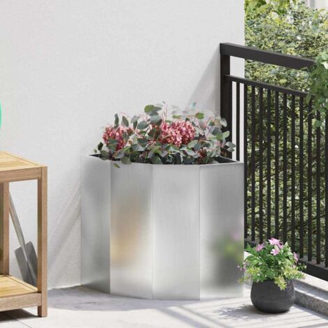 Jardinière d'Angle-Pot de fleur-Bac à fleurs Argent 45 x 45 x 50 cm Acier galvanisé