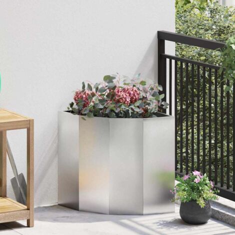 Jardinière d'Angle-Pot de fleur-Bac à fleurs Argent 45 x 45 x 50 cm Acier inoxydable