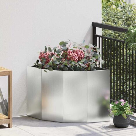 Jardinière d'Angle-Pot de fleur-Bac à fleurs Argent 60 x 60 x 50 cm Acier galvanisé