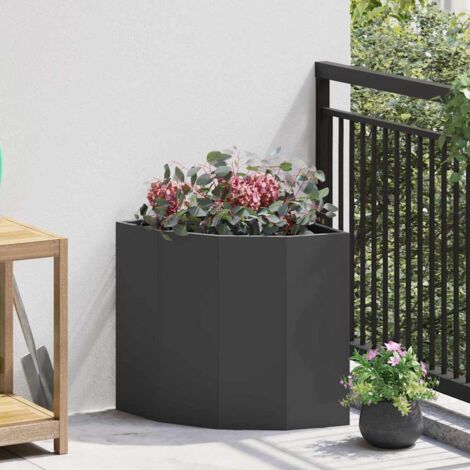 Jardinière d'Angle-Pot de fleur-Bac à fleurs Noir 45 x 45 x 50 cm Acier