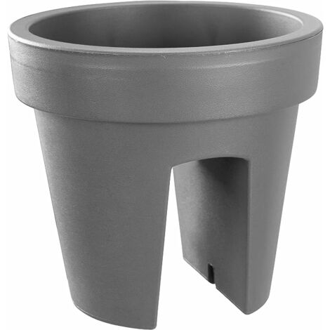 Jardinière de balcon 24,5 cm – 12,3 Litres ARTECSIS- Balconniere exterieur - Bac à fleurs ballustrade - Rond, Gris Béton - Gris béton