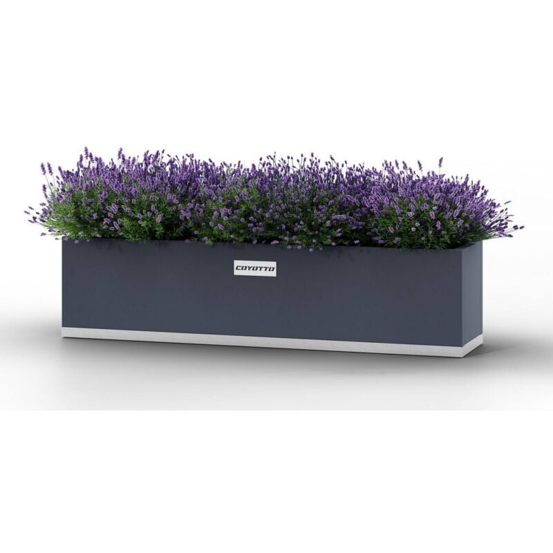 Jardinière de balcon en acier 140cm x 20cm x 20cm série Coyotto jardin patio