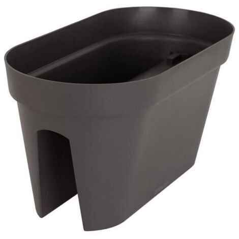 Jardinière de balcon rectangulaire 30 x 60 x H 30 cm – Plastique gris anthracite – Capacité 26,8 L – Fixation facile – Artevasi